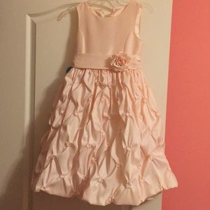 Girl satin flower pink dress